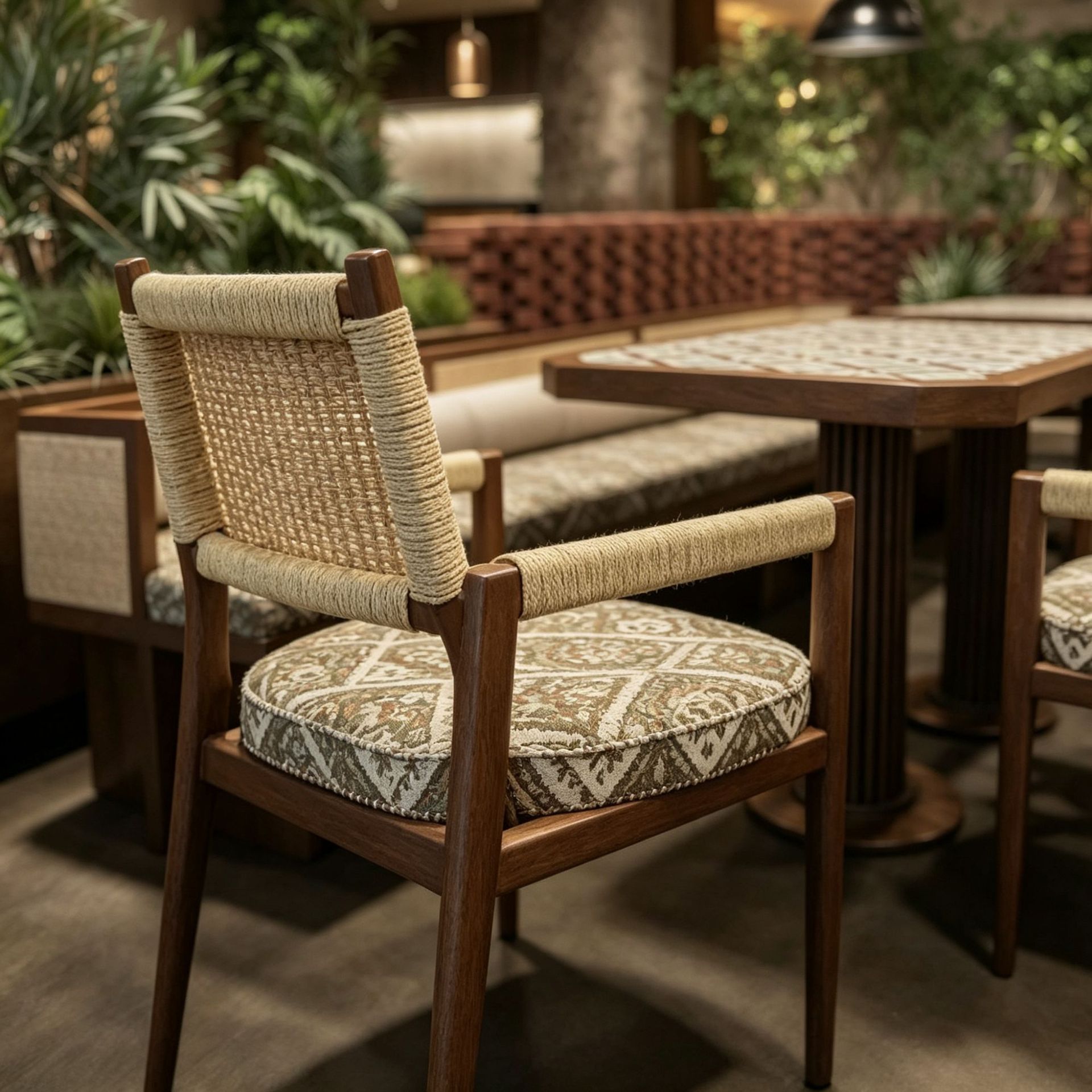 Casual villa courtyard sofa, backrest, single chair, hotel and guesthouse balcony rattan chair, outdoor hotel and guesthouse teak chair
