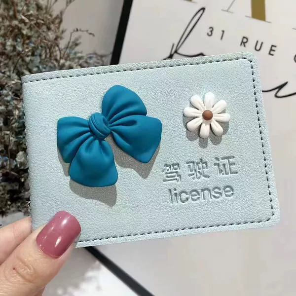 With bow, blue, white