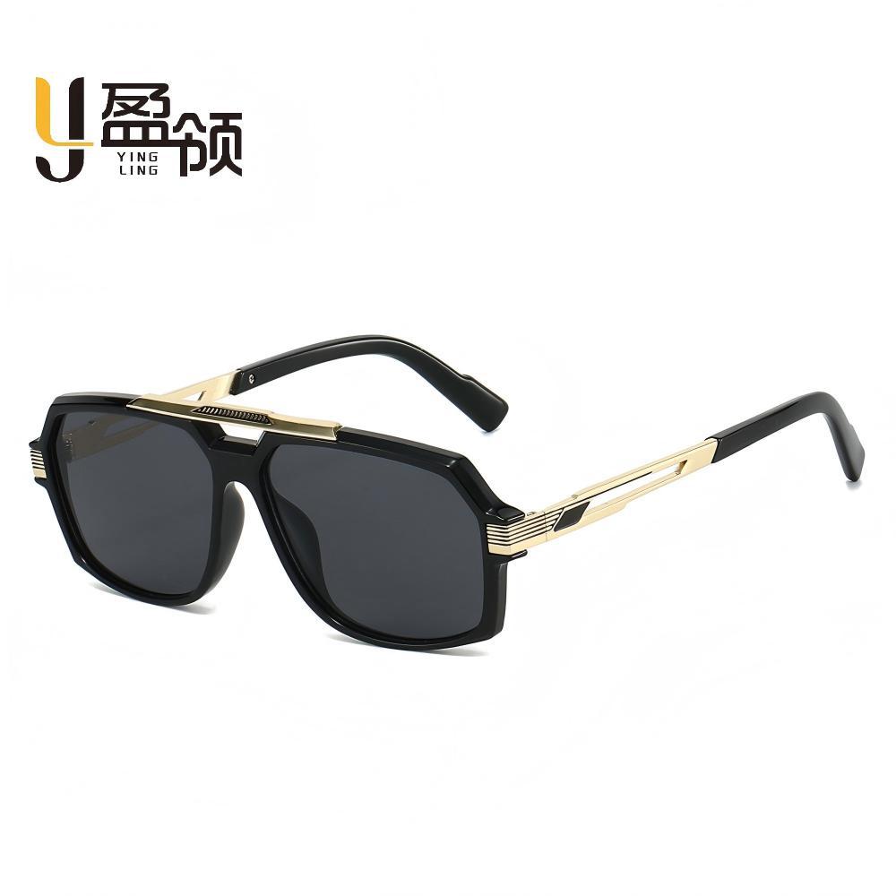 Business Retro New Men's Sunglasses Light Luxury Style Metal Temple Lacquer Fashion Versatile Sun Protection Sunglasses