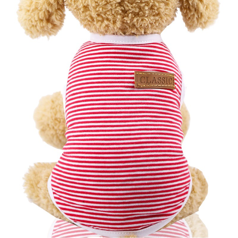 Liquidación primavera y verano perro gato ropa para mascotas de algodón a rayas chaleco pequeño perro mediano suministros ropa de fábrica al por mayor