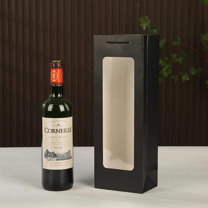 와인 가방-검정; 흰색 판지; 8.5*12.5*36CM
