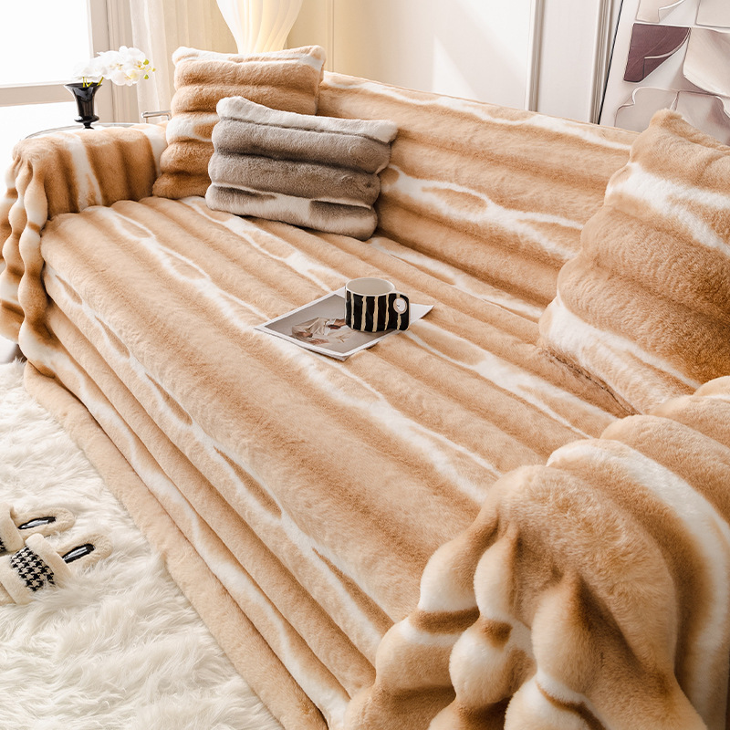 Housse De Canapé En Fourrure De Lapin Synthétique Confortable_voghion.com