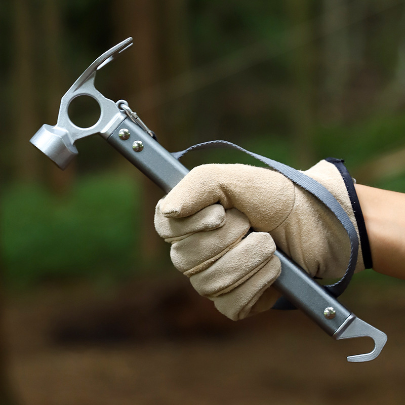 Outdoor stainless steel head hammer camping tent ground nail hammer nut engineers field survival equipment head multi-function tool