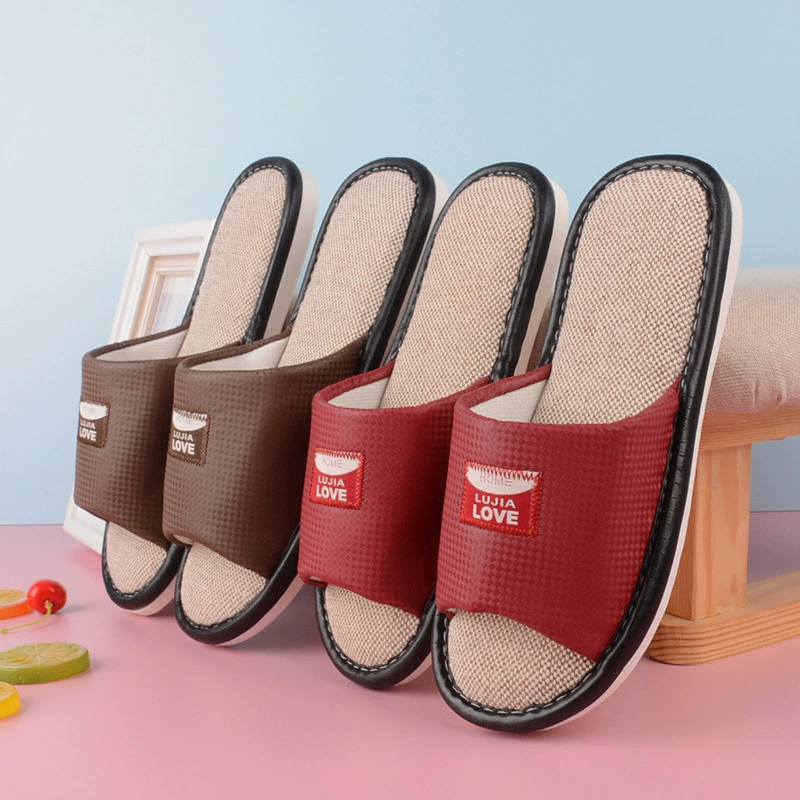 Домашние льняные тапочки женские четыре сезона комнатные хлопчатобумажные тапочки домашние пары нескользящие водонепроницаемые напольные тапочки мужчины