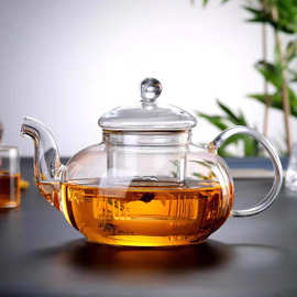 家用花茶壶平光高硼硅玻璃茶具内置玻璃 不锈钢过滤器耐高温茶壶