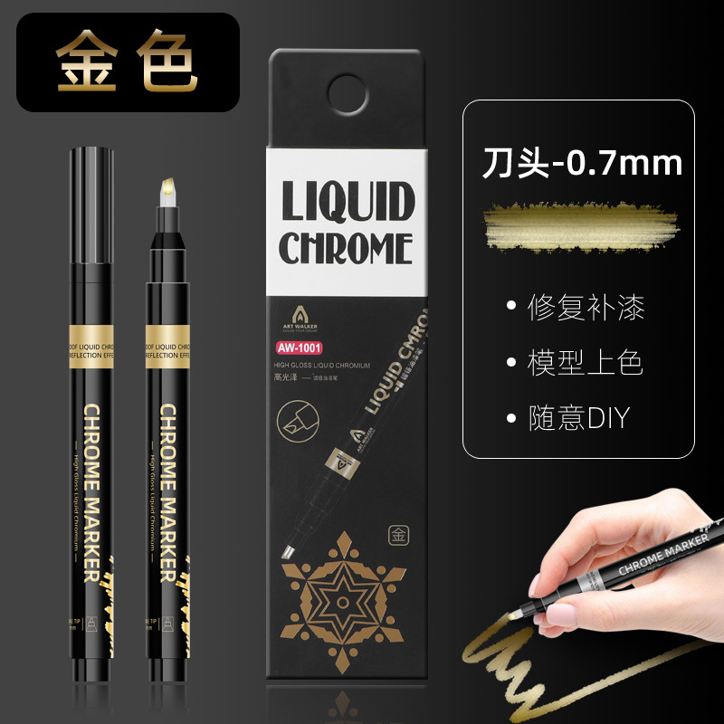 Espejo marcador lápiz de pintura de resaltado Espejo marcador lápiz de metal cromado DIY modelo de pintura lápiz de galvanoplastia