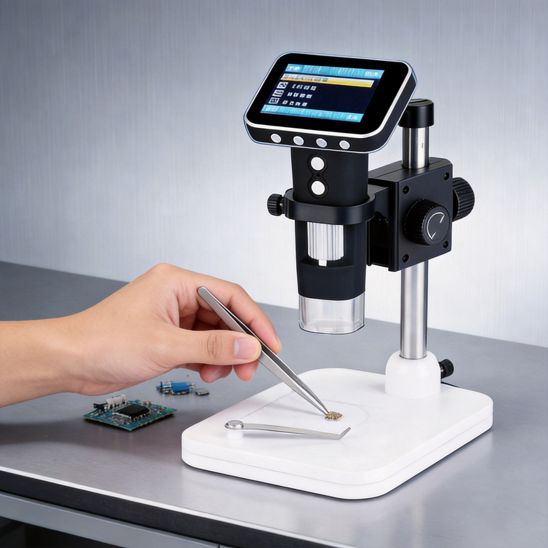 深圳 批发 数码 500X带屏 200W像素 手动调焦电子视频显微镜HV+08