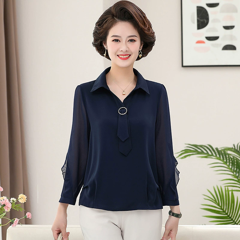 Spring shiffon set, autumn summer shirt for elderly