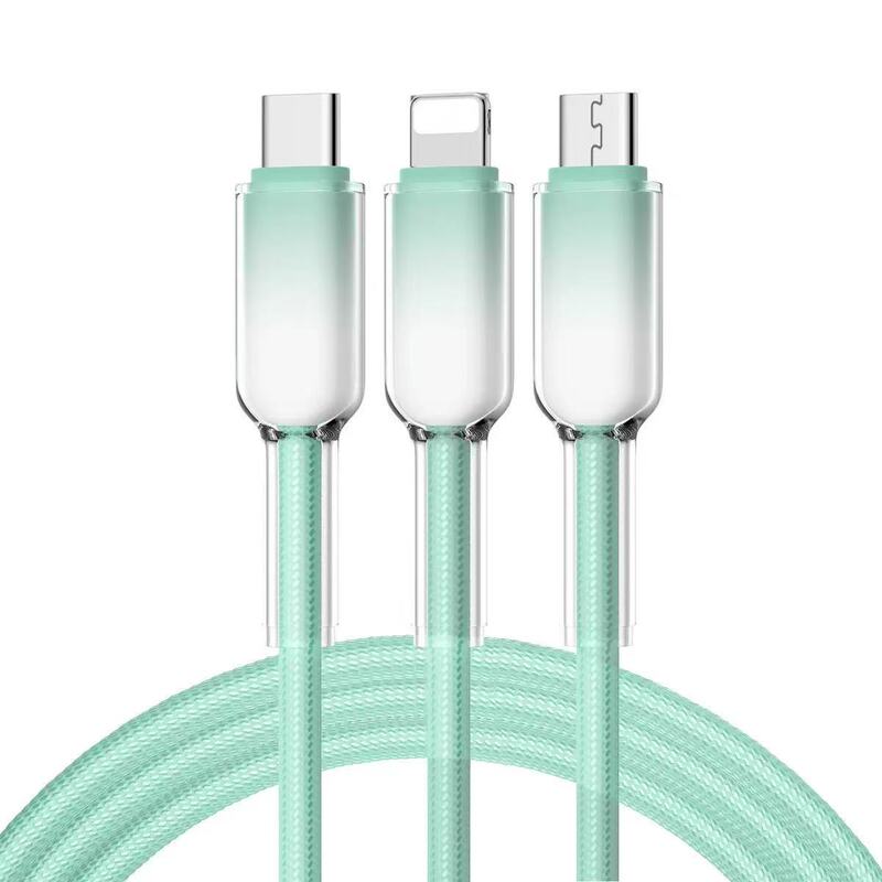 アイスクリスタルシェルグラデーションカラー1対3超高速充電データケーブルApple Android Huawei 3-in-1データケーブルに適しています|undefined