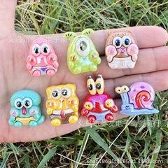 26mm可爱卡通海绵宝宝树脂通孔串珠diy手机链车挂串珠笔饰品配件