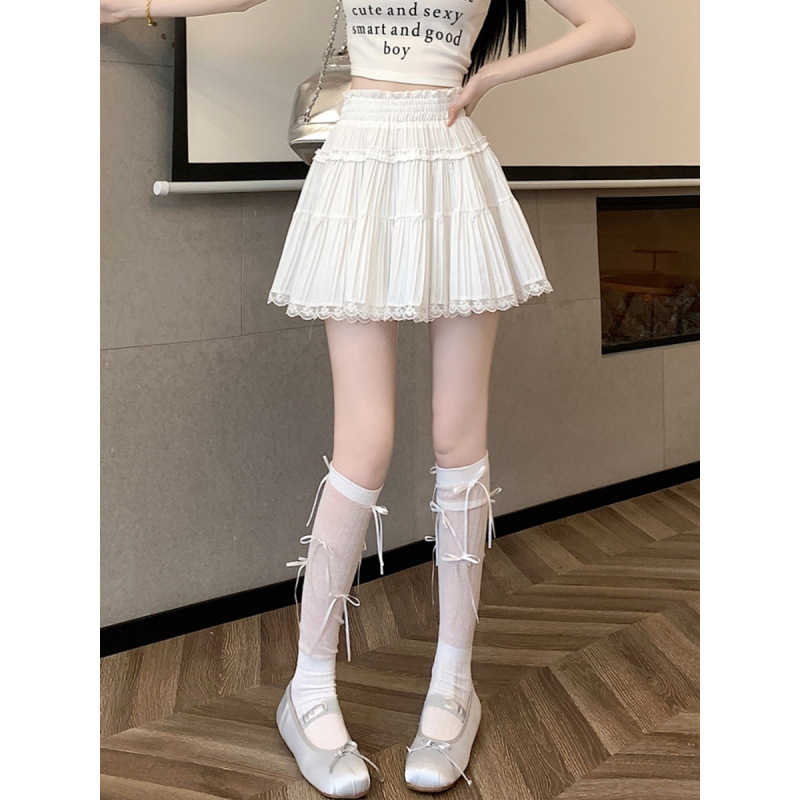 ホワイトレースケーキスカート女性の夏の 2025 新しい甘いソフトガールハイウエストチュチュスカートショートスカート|undefined