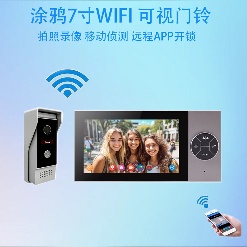 Tuya Video Doorbell Wifi Motion Detection Access Control System Remote Unlocking High-Definition Video Smart Video Intercom