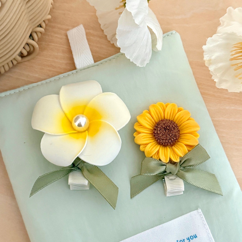 Hermoso girasol huevo de flores clip para el cabello interesante pequeño fresco dulce chica lateral clip de boca de pato clip para el cabello de niños