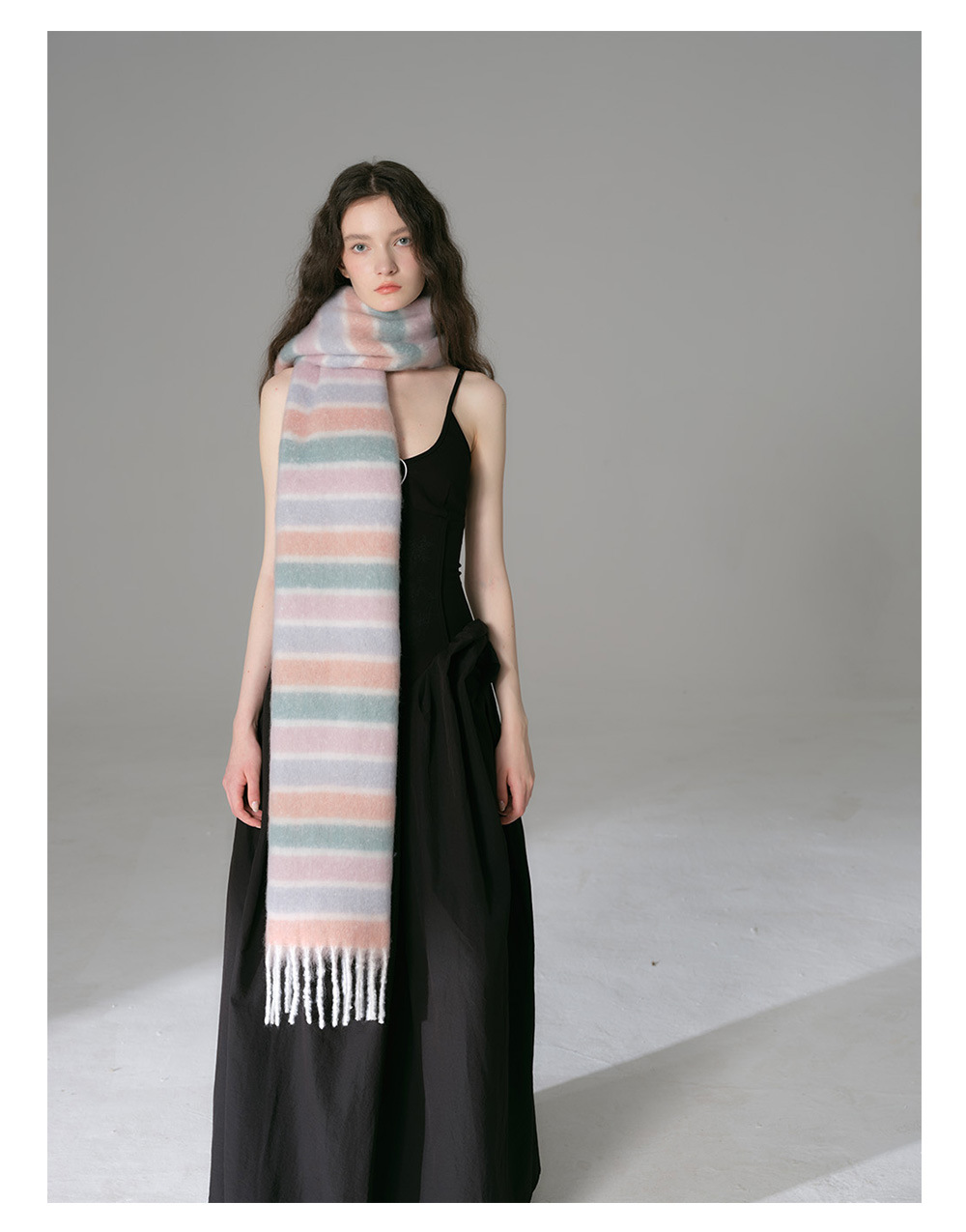Sciarpa a righe dopamine donna imitazione cashmere morbido collo_voghion.com