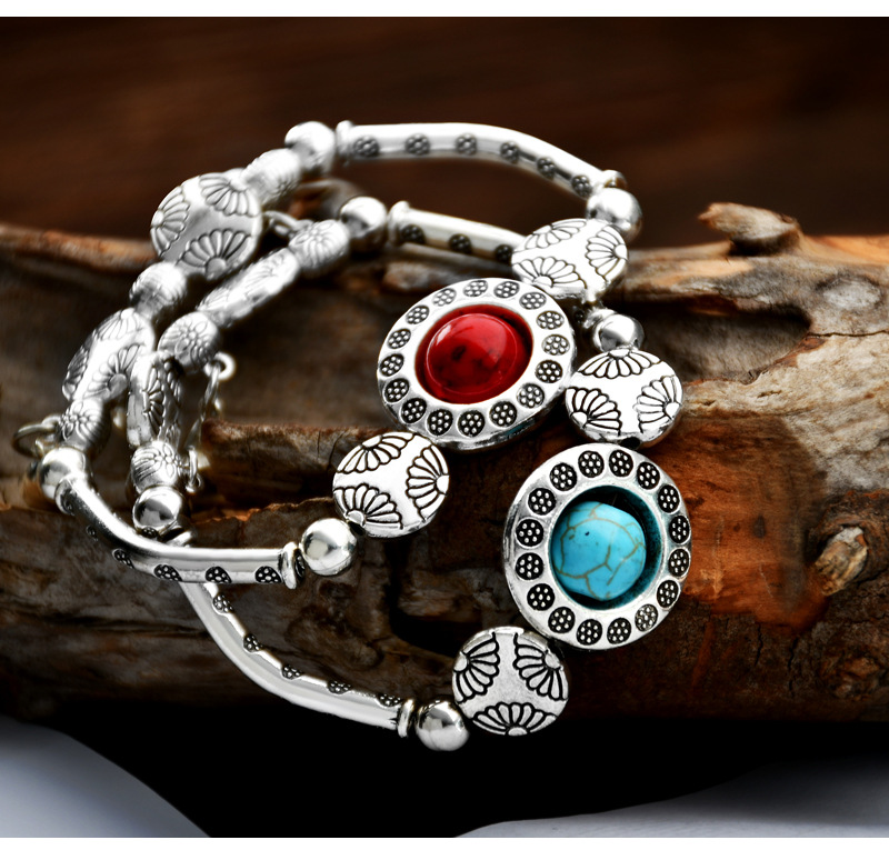 1 Piece Ethnic Style Bell Alloy Turquoise Plating Women's Bracelets display picture 1