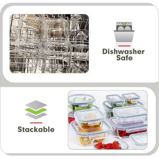 Amazon Glass Preservation Box Lunch Box Large Capacity Lunch Box Sealed Rice Bowl Refrigerator Glass Preservation Box