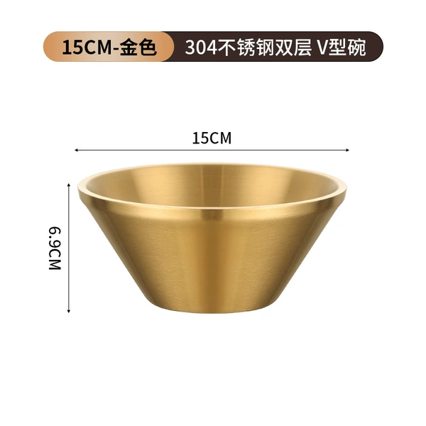 304 double-layer v-shaped bowl/gold 15cm