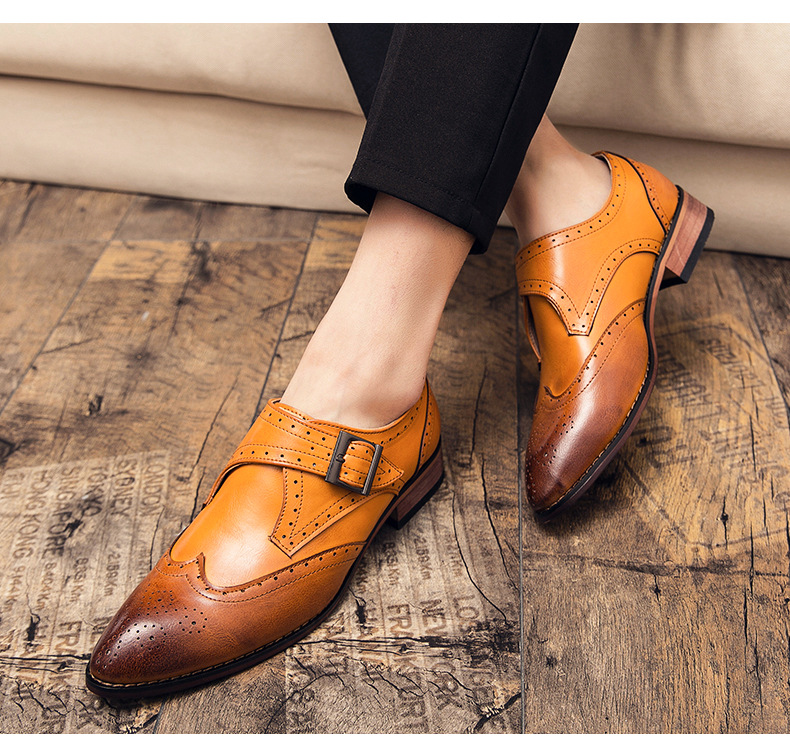 Chaussures Derby classiques pour hommes, chaussures en cuir à blocs de couleurs, chaussures de mariage, nouvelle mode_voghion.com