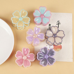 かわいいキャンディーカラーの花のヘアクリップ、女の子の後頭部の5枚の花びらのヘアクリップ、高級韓国風シャーククリップ