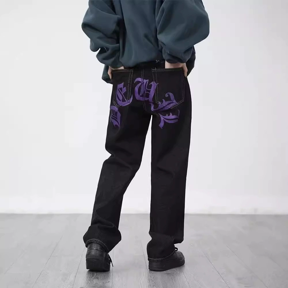 Джинсы, брюки для отдыха, американский стиль, oversize, свободный прямой крой