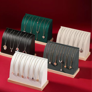 New Cross-Border Curved Necklace Display Stand Solid Wood Base Jewelry Pendant Jewelry Stand Stall Counter Props