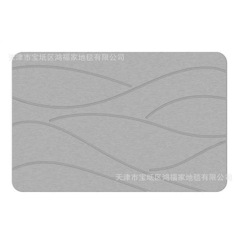 跨境素色条纹软硅藻泥地垫欧美浴室卫生间防滑吸水脚垫地毯厨房垫|undefined