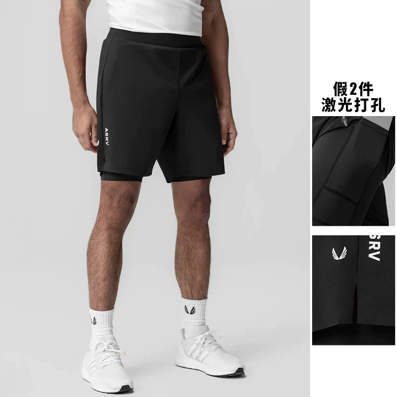Летние мужские шорты в американском стиле, молодежные спортивные шорты из двух частей, мужские модные универсальные шорты для бега с несколькими карманами