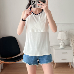 Summer New Vest T-shirt Bra-free Top Lift Breastfeeding Base Shirt Maternity High Elastic High Quality Wholesale