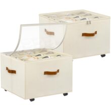 亚马逊衣柜鞋收纳带轮子可调节隔板鞋子收纳盒可折叠鞋收纳盒批发