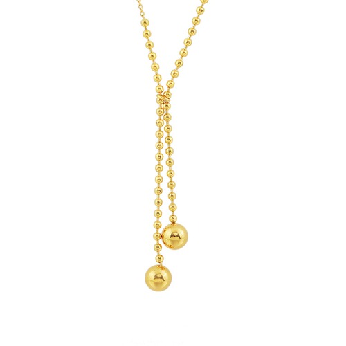 Titanium steel new ball ball Y-shaped sweater chain women's niche light luxury high-end temperament necklace ins Internet celebrity does not fade trend