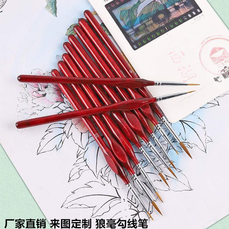 Wolf Hao Gouline Pen Positive Posture Brush Nail Pen Soft Hair Oil Painting Sketching Eyebrow Pen Pure Wolf Tail Gouline Pen Wholesale