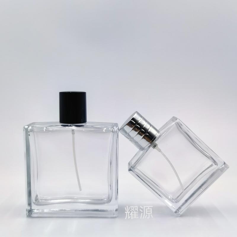透明玻璃香水瓶50ML扁方100ml四方形按压喷雾卡口瓶爽肤水分装瓶