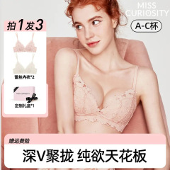 好奇蜜斯镇店2件装无钢圈小胸内衣秋法式蕾丝文胸bra寇莉黑色单件