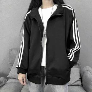 Spring and Summer 2020 New Three Bar Coat Women's Korean Thin Jacket Student Black Baseball Suit Women's Loose Bf Trendy