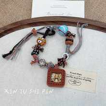 民族风藏式唐卡手绳扎基唐卡搭配手工彩绘桶珠手链时尚百搭手饰