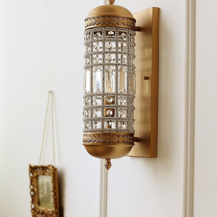 Export American retro bedside wall lamp creative light luxury TV background wall stair lamp designer bedroom high-end