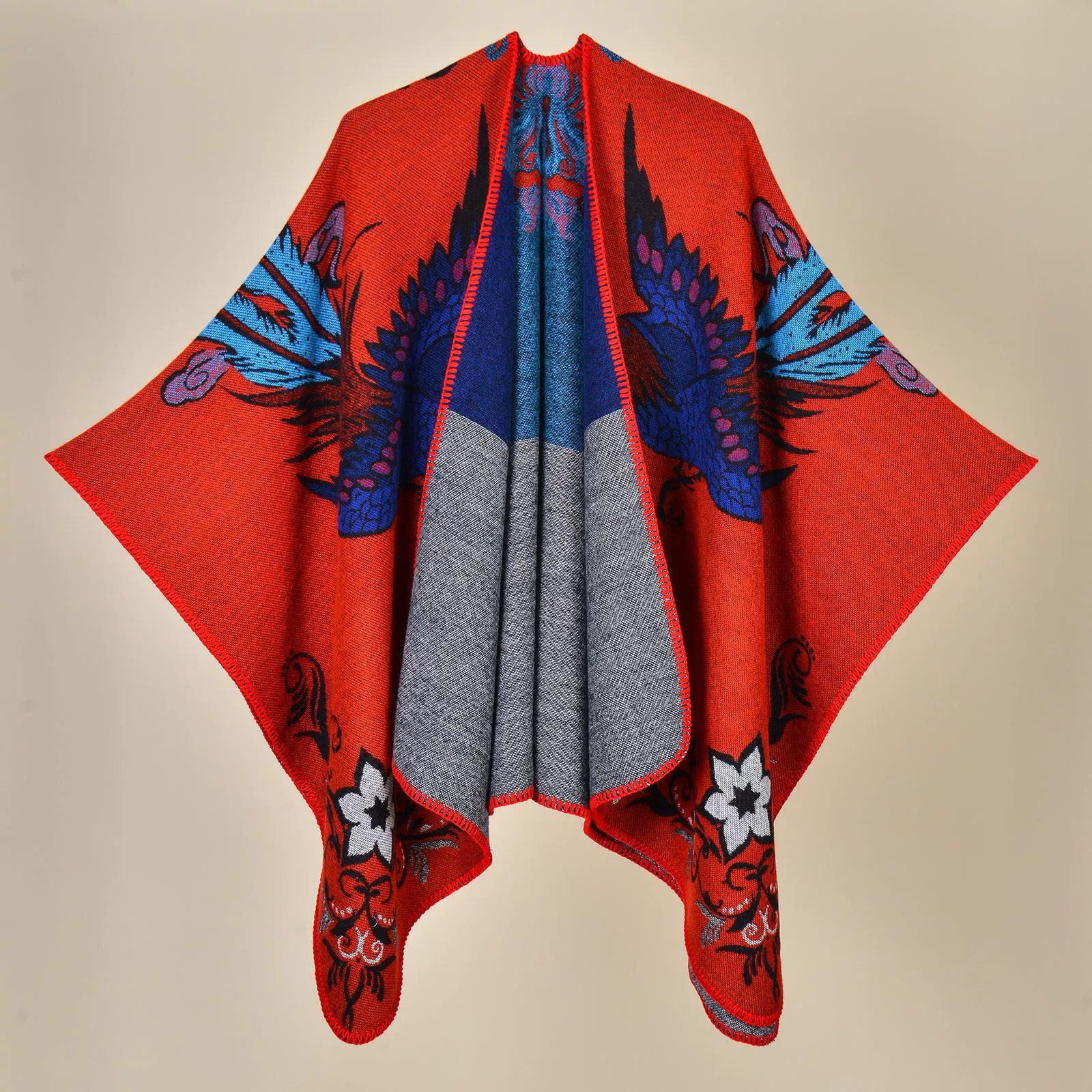 Д Demi-season cloak from Yunnan province for traveling, keep warm cardigan for camping for photo sessions, trench coat, Chinese style