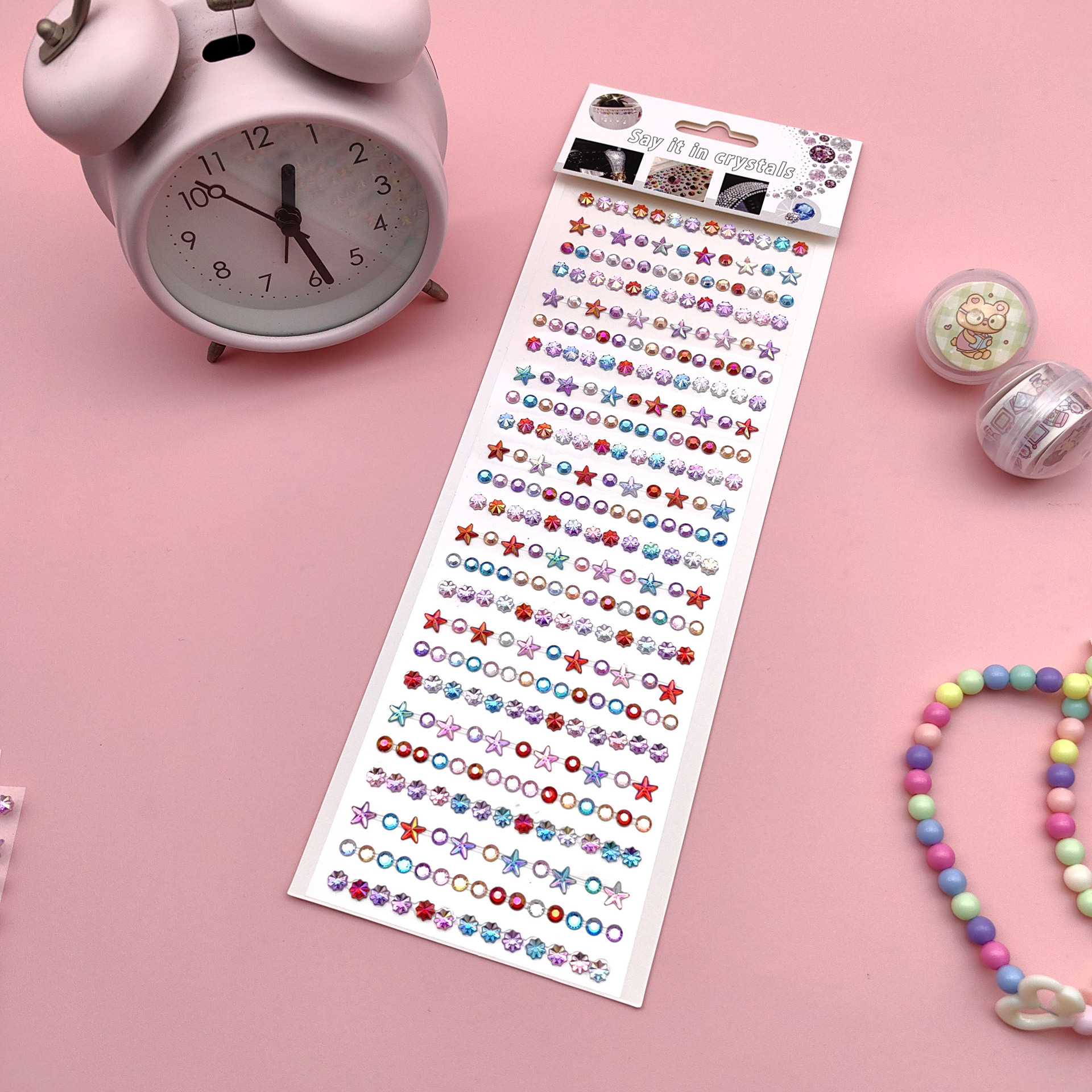 Coloridas pegatinas de flores de hielo para niños gema de diamantes de color AB pegatinas de cristal acrílico de juguete princesa pequeñas pegatinas al por mayor