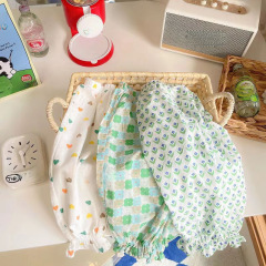 女童度假防曬褲兒童復古碎花夏百搭防蚊褲夏裝印花中高腰沙灘褲透
