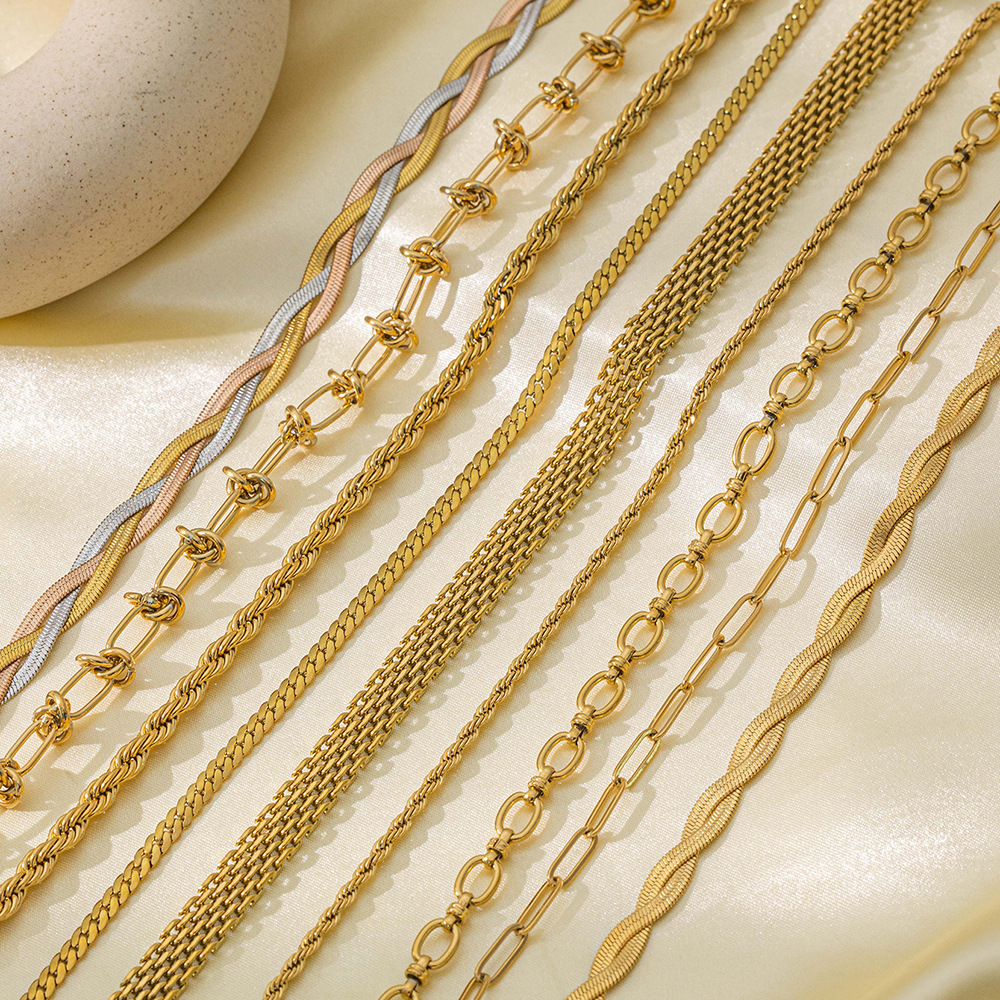 European And American Cross-border Fashion Jewelry: Three-layer Flat Snake Chain Layered Necklace For Women, Metal Cross_voghion.com