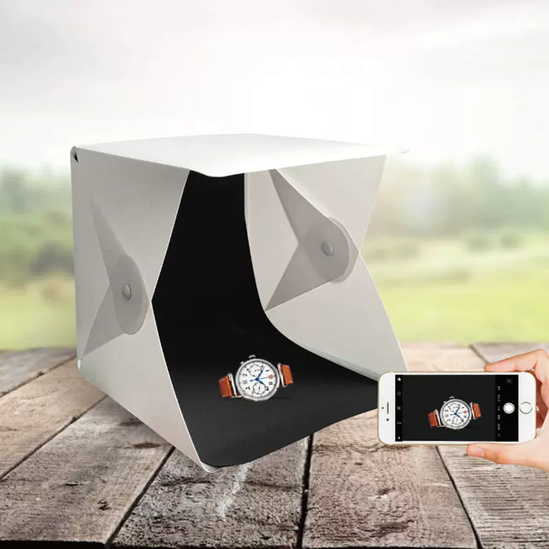 20cm摄影棚产品拍摄LED补光纽扣柔光灯箱折叠便携迷你小号摄影棚