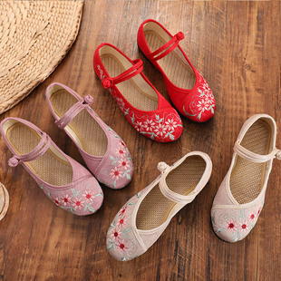 New Old Beijing Cloth Shoes Women's Ethnic Style Soft Sole Mother Shoes Breathable Cotton Embroidered Shoes Middle-aged and Elderly Women's Single Shoes