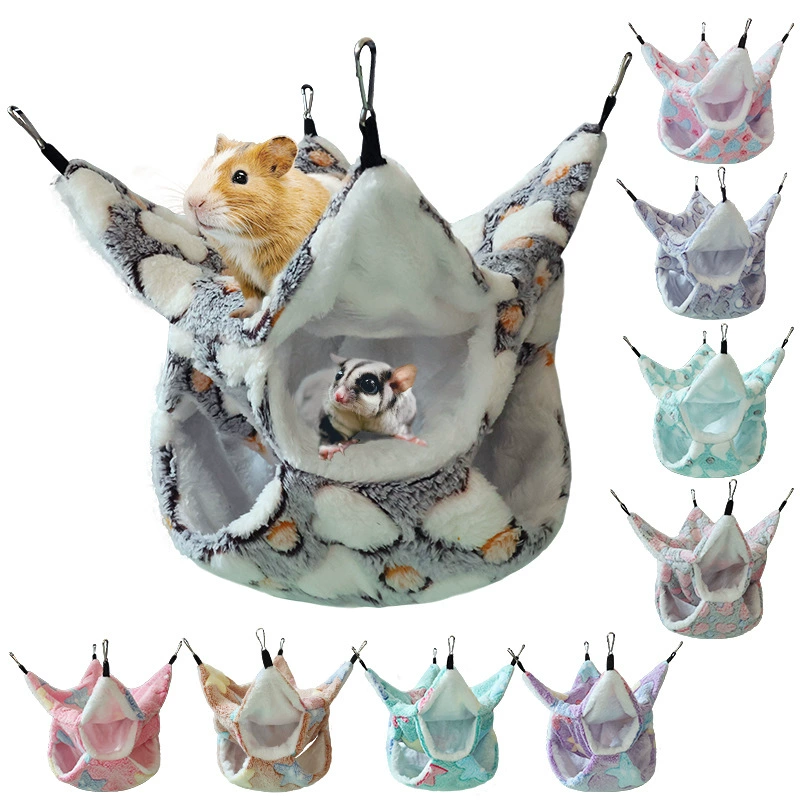 Гамак для хомяка Медовая сумка Черепицы Трехслойный Теплый Гамак Подвесной спальный мешок для белки Гамак для маленьких домашних животных