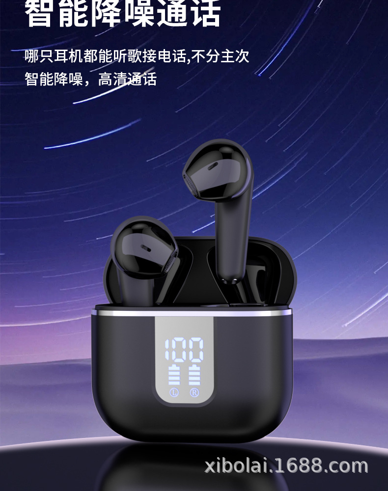 蓝牙耳机6.1入耳TWS蓝牙耳机数显降噪立体音电影翻译跨境货源批发