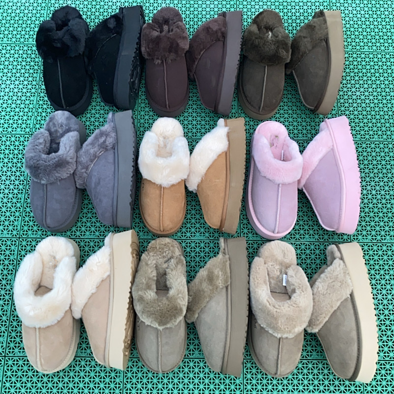Foreign Trade Thick-Soled Furry Half-Slippers for Outdoor Wear, 2025 Winter New Style, Fleece-Lined Cotton Shoes, Cowhide Snow Boots for Men and Women, Cross-Border