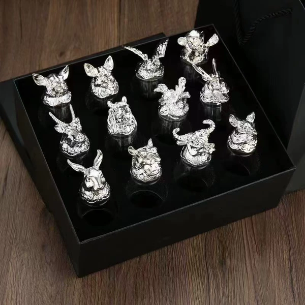 Gift box, silver wineglass, Chinese horoscope