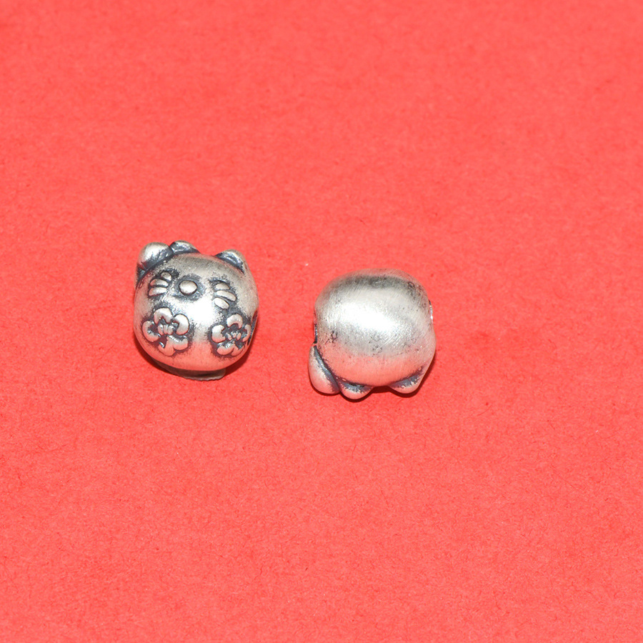 S99 Pure Silver Concave-Convex Spacer Beads with Six-Word Mantra, Loose Beads for DIY Handmade Beading, Stringing, and Barrel Bead Accessories