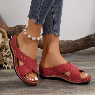 Foreign Trade plus size Sandals Women's 2024 Summer New European and American Fashion Sandals and Slippers Women's Outer Wear Thick Bottom Wedge Sandals for Women