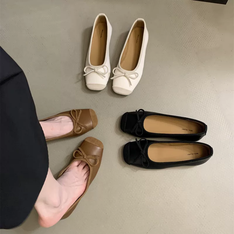 Балетки Dou Dou Shoes 2023 новый летний ретро нежный темперамент Феи Феи однотонные мягкие подсветки лёгкие одиночные туфли