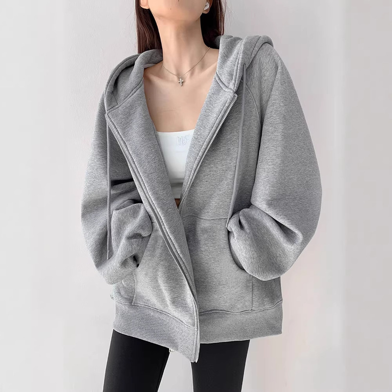 Early Autumn Sweatshirt Jacket for Women 2026 Spring and Autumn New Style Hooded Cardigan Thin Loose Casual Sports Fleece Top